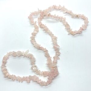 Genuine Rose Quartz Light Pink Stone Beaded Healing Crystal Endless Necklace 34"